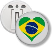 Button Met Clip - Hart Vlag Brazilië