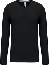 2 Pack Kariban Herenshirt met lange mouwen en V-hals Black - M