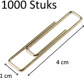 FISKA - 1000 Grote Paperclips Rechthoekig Goudkleurig - 4 cm - Luxe Paperclips - Paperclip - Paper Clips