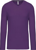 Kariban Herenshirt met lange mouwen en V-hals Purple - XL