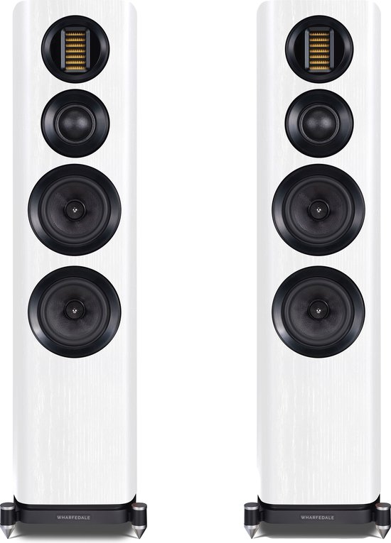 Wharfedale EVO 4.3 - Compacte vloerstaande luidspreker - Krachtige basweergave - AMT tweeter – Wit (per paar - 2 stuks)