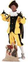 KIMU Costume de Luxe Pete jaune - Taille XL - XXL + Peinture pour le visage Pete gratuite - Costume Costume Pete avec chapeau Pete Sinterklaas Maquillage pour le visage Pete