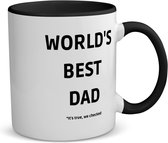 Akyol - world's best dad it's true we checked koffiemok - theemok - zwart - Papa - werelds beste vader - vader cadeautjes - vaderdag - verjaardag - geschenk - kado - vader artikelen - 350 ML inhoud