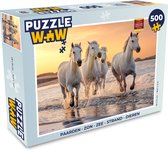 Puzzel Paarden - Zon - Zee - Strand - Dieren - Legpuzzel - Puzzel 500 stukjes