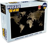 Puzzel Wereldkaart - Goud - Zwart - Aarde - Luxe - Legpuzzel - Puzzel 1000 stukjes volwassenen