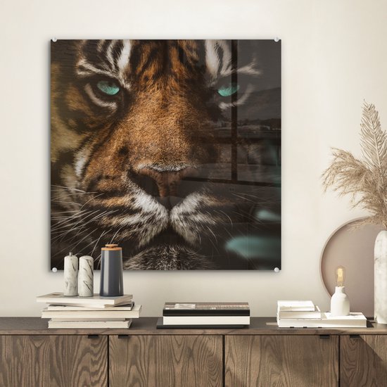 MuchoWow® Peinture sur verre - Animaux - Tigre - Sauvage - 50x50 cm - Peintures sur verre acrylique - Photo sur Glas