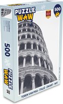 Puzzel Toren van Pisa - Italië - Zwart - Wit - Legpuzzel - Puzzel 500 stukjes
