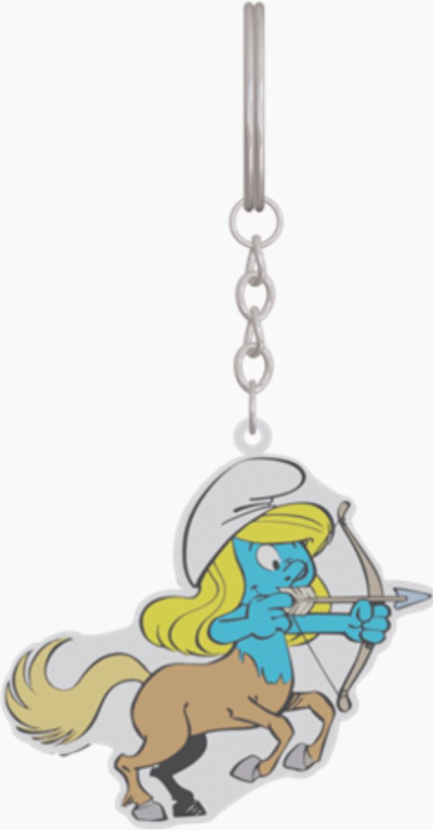 Boogschutter smurfin - Metalen sleutelhanger - eenzijdig bedrukt - 6 cm