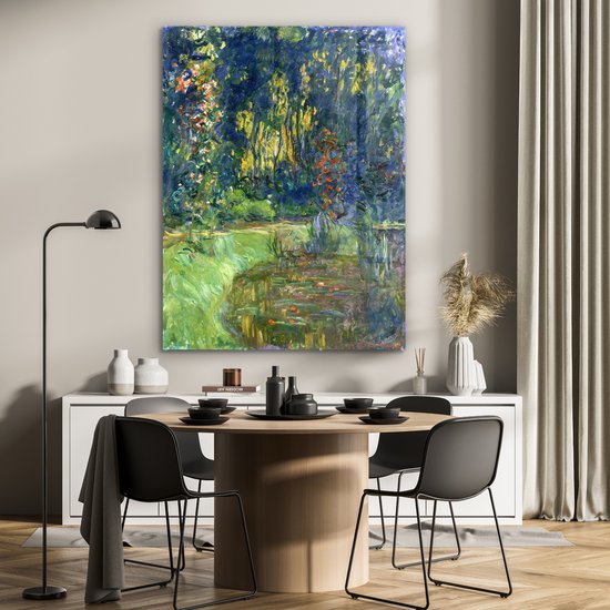 MuchoWow® Peinture sur verre 90x120 cm - Peinture sur verre acrylique - L'étang aux nénuphars - Tableau de Claude Monet - Photo sur verre - Peintures