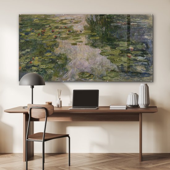 MuchoWow® Peinture sur verre 160x80 cm - Peinture sur verre - Nénuphars - Peinture de Claude Monet - Photo sur verre acrylique - Peintures