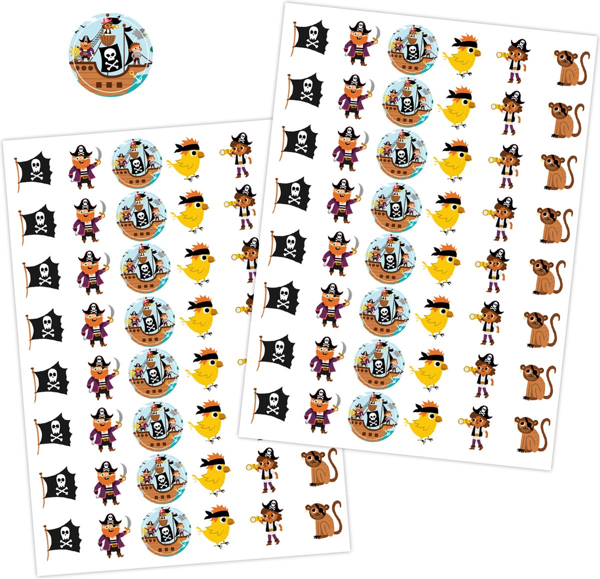 Piraten Stickers – Beloningsstickers voor Kinderen - 2 Stickervellen