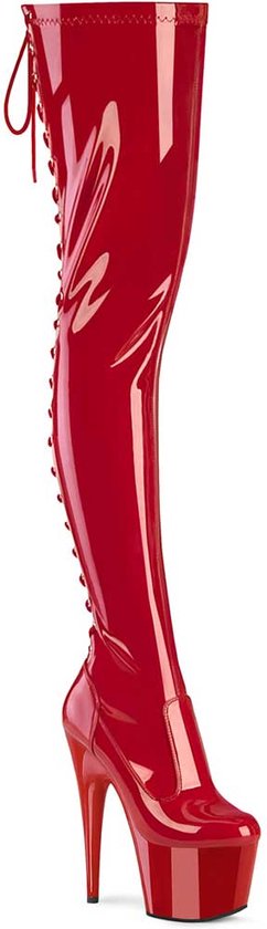 Pleaser - ADORE-3850 Plateau Overknee Laarzen - US 6 - 36 Shoes - Rood