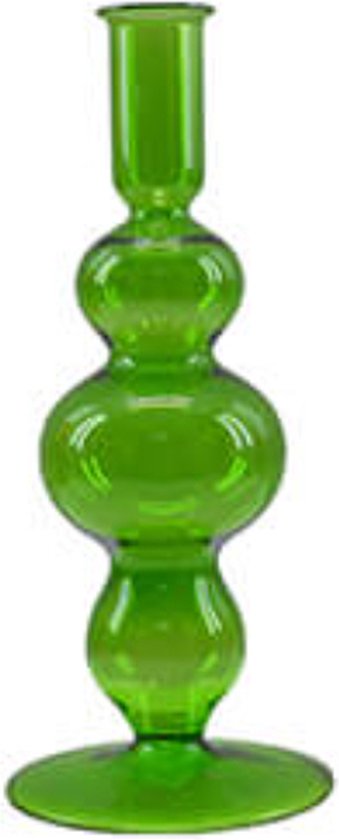 Kandelaars en kaarsenhouders - glazen kandelaar - kleurrijke kandelaar - groen - by Mooss - Hoog 21cm