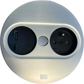 Prise Bachmann Twist 2 et chargeur USB A+C rond en acier inoxydable