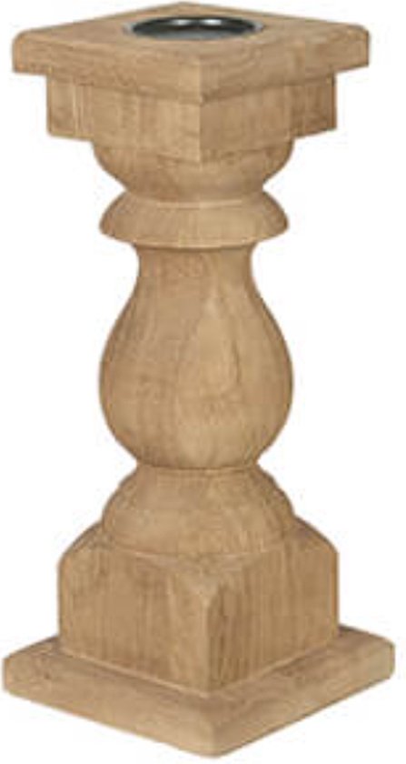 Kandelaars en kaarsenhouders - houten baluster kaarshouder - almond hout - by Mooss - Hoog 45cm