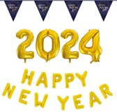 Happy New Year Pakket Goud Ballonnen en Vlaggenlijn | Oud & Nieuw Pakket Goud Ballonnen en Vlaggenlijn