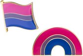 Pride biseksueel Kledingspeld combi - Gay Pride - LGBTQ - Bi Pin Broche - Vlag + Regenboog 2 stuks