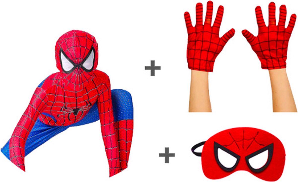 Jobber Toys Superheldpak Kind - Spinnenjongen 98/104 met 2 Maskers — afbeelding 3