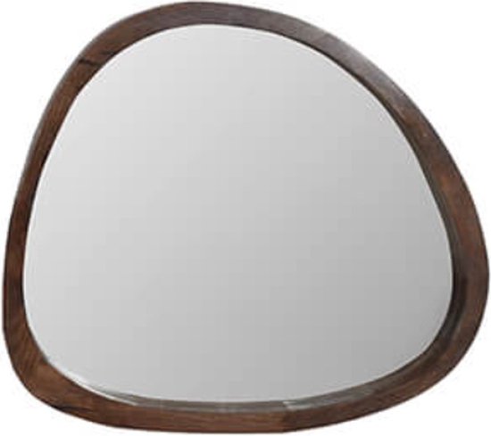 Spiegel - houten spiegel - organische vorm spiegel - walnoot hout - by Mooss - 80 x 70 cm