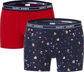 Happy Shorts Kerst Boxershorts 2-Pack Heren Christmas Allover - Maat M