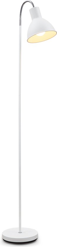 B.K.Licht - Lampadaire - design - blanche - industriel - rétro - métal - lampadaire salon - H:145cm - excl. E27