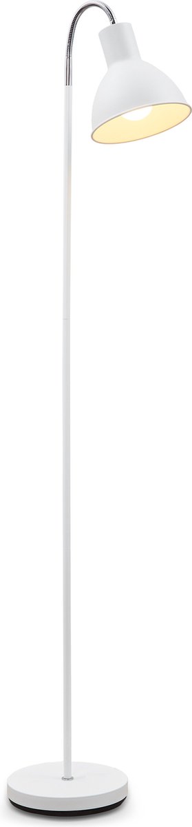 B.K.Licht - Witte Vloerlamp - voor binnen - draaibar - voor woonkamer - industriële staande lamp - staanlamp - met 1 lichtpunt - h:145cm - leeslamp - E27 fitting - excl. lichtbron - B.K.Licht