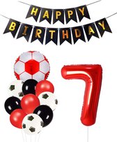 Cijfer Ballon 7 | Snoes Champions Voetbal Plus - Ballonnen Pakket | Rood en Zwart