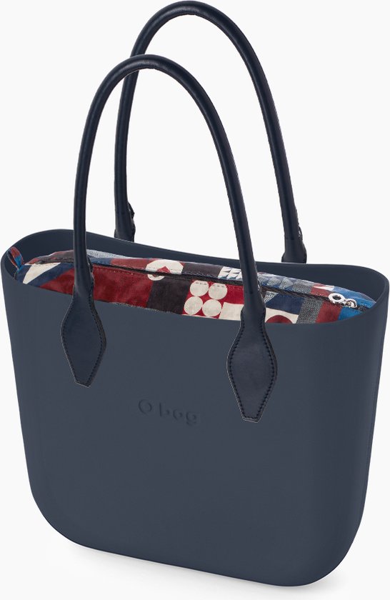 O bag classic schoudertas in donkerblauw compleet met lange