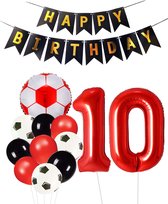 Cijfer Ballon 10 | Snoes Champions Voetbal Plus - Ballonnen Pakket | Rood en Zwart