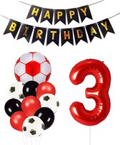 Cijfer Ballon 3 | Snoes Champions Voetbal Plus - Ballonnen Pakket | Rood en Zwart