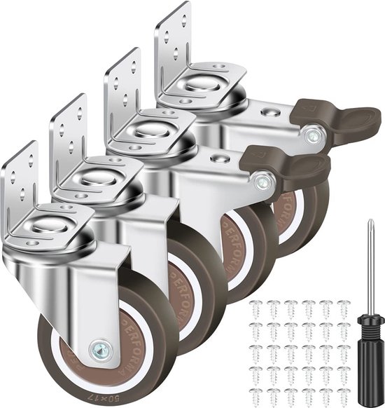 Meubelwiel 40mm PU dubbel soft bout