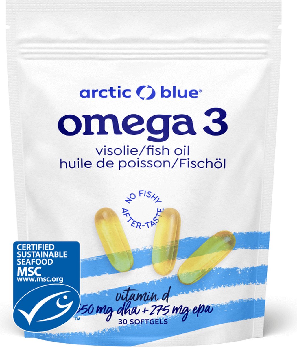 Goedkoopste Arctic Blue - Omega 3 Visolie Capsules - 550 mg DHA 275 mg EPA - Met Vit D - 30 Doseringen - MSC Keurmerk
