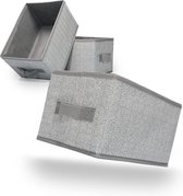 Storage Boxes, Set of 3, Practical Boxes for Storage, 30 x 21 x 18 cm, Foldable Organiser, Organiser Boxes in Grey/Beige