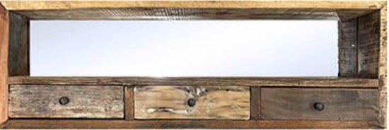 Kast - wandkast met spiegel - gerecyled hout - by Mooss - breedte 90 cm