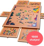 Bol.com Puzzelbord met Opbergsysteem - 6 lades - 1500 stukjes - Houten - Puzzeltafel - Puzzelplank - Puzzelmap - Portapuzzle - P... aanbieding