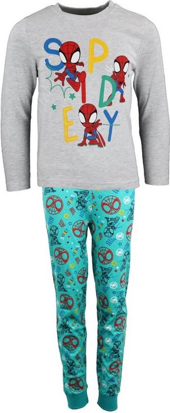 Pyjama Spiderman - coton garçon - Grijs/ Vert - Taille 134