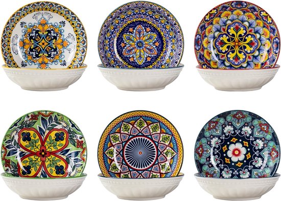 Lot De 9 Bols à Sauce En Céramique Vintage - Diamètre 10 Cm - Pour Tapas, Soja, épices - Motifs Variés, Lavable Au Lave-vaisselle