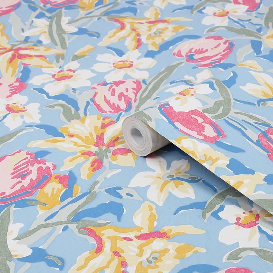Papier peint non tissé Laura Ashley | Tulipes Blue de Chine - Blauw