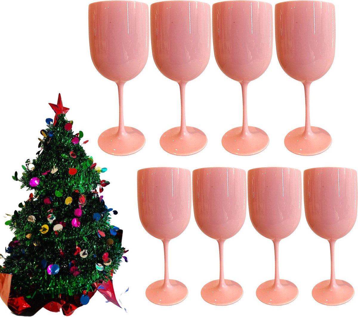 EazyPeezy Roze Onbreekbare Champagne Glazen - Feestelijke Champagne Glazen - 8 stuks