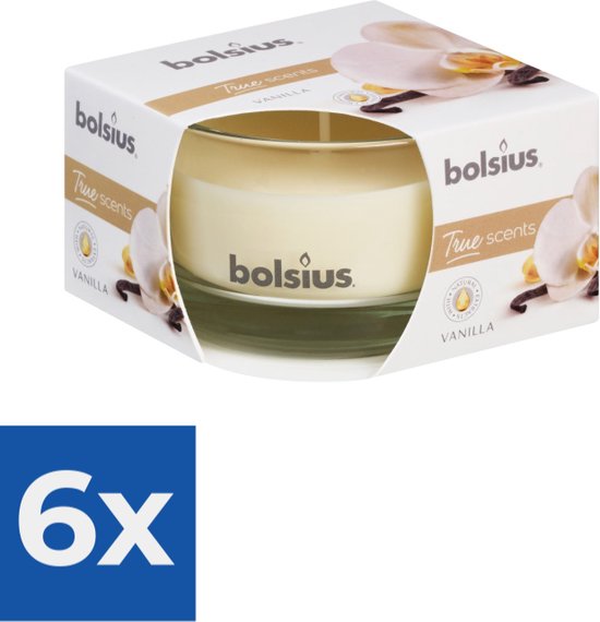 Bougie parfumée Bolsius en verre VANILLE 50/80mm (1 pièce) - Pack économique 6 pièces
