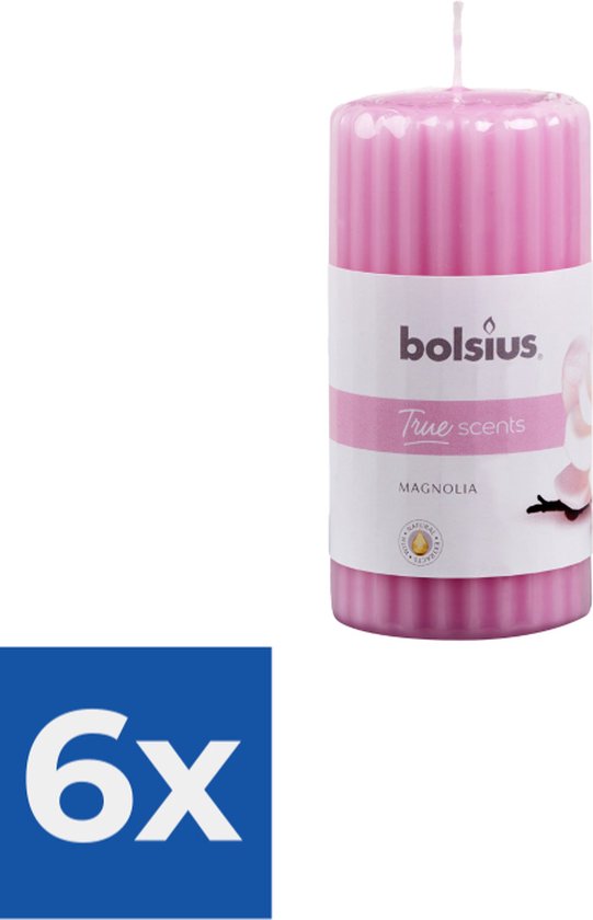 Bolsius Geurkaars True Scents Magnolia 12 Cm Wax Roze - Voordeelverpakking 6 stuks