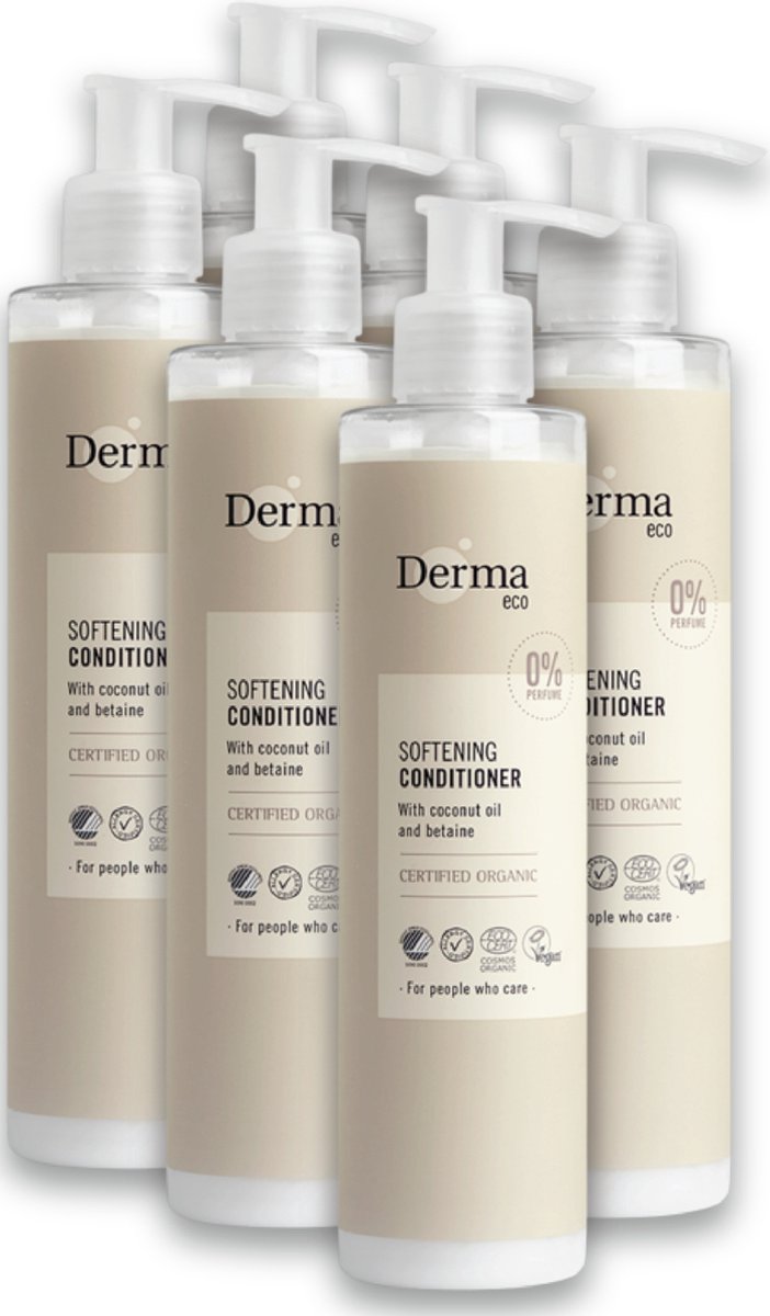 Derma Eco Voordeelpakket Conditioner - 6 x 250 ML - Vegan - Hypoallergeen - Glanzend Haar