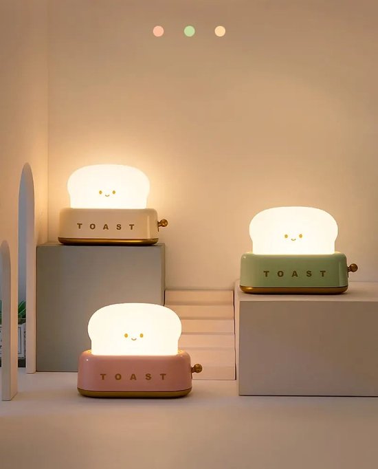 Toast Lamp - Kinderkamer Nachtlampje - Kindvriendelijk - USB Oplaadbaar - Draadloos Nachtlamp Roze van MiniGoods — afbeelding 4