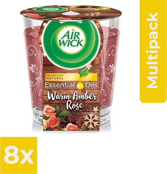 Airwick Geurkaars Essential Oils - Warm Amber rose 105 gr - Voordeelverpakking 8 stuks