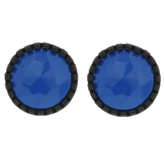 Behave - Oorsteker Damers - Rond 2 cm - Zwart met Konings Blauw