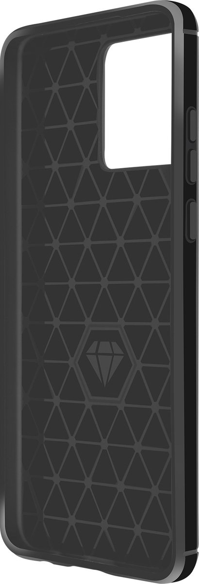 Avizar Hoes Geschikt voor Motorola Edge 40 Neo Silicone met koolstofeffect, Zwart