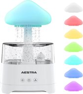 Regenwolk Luchtbevochtiger - Aestra - White Noise Machine - Slaaptrainer - Aroma Diffuser - Nachtlamp - Nachtlampje - Bureaulamp - Bluetooth Speaker