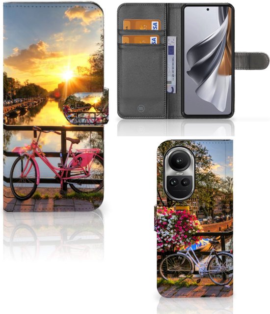 Foto: Bookcase geschikt voor oppo reno10 10 pro telefoon hoesje amsterdamse grachten