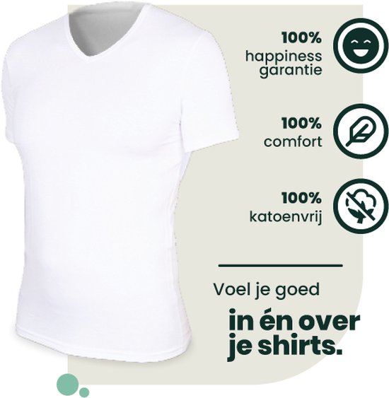 T-shirt en Bamboe | Chemises en Bamboe | Chemises anti-transpiration | Sous les chemises | Col en V | Blanc | Taille M. | 2 pièces | Merk: Bamboosa