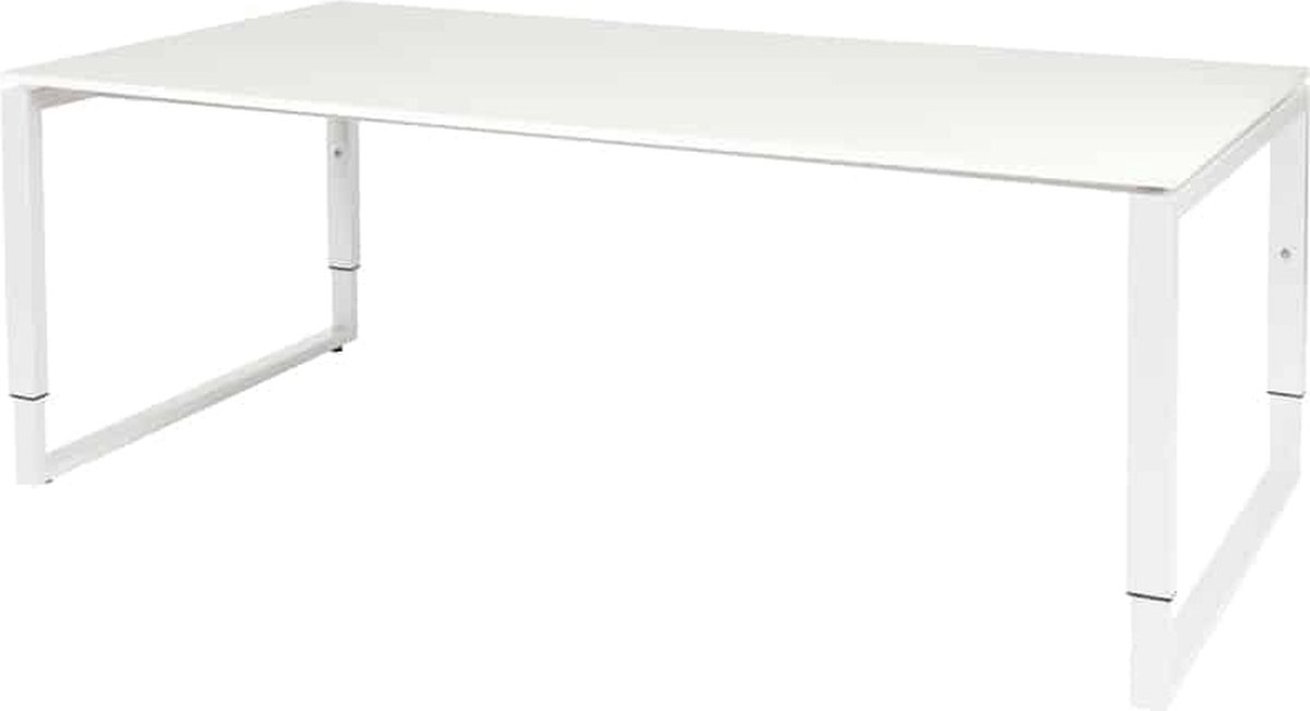 Vergadertafel - Verstelbaar - 200x100 wit - wit frame